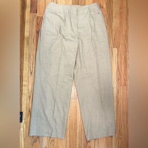 Talbots Womens Tan Relaxed Fit Wide Leg Pants size 14W Wool